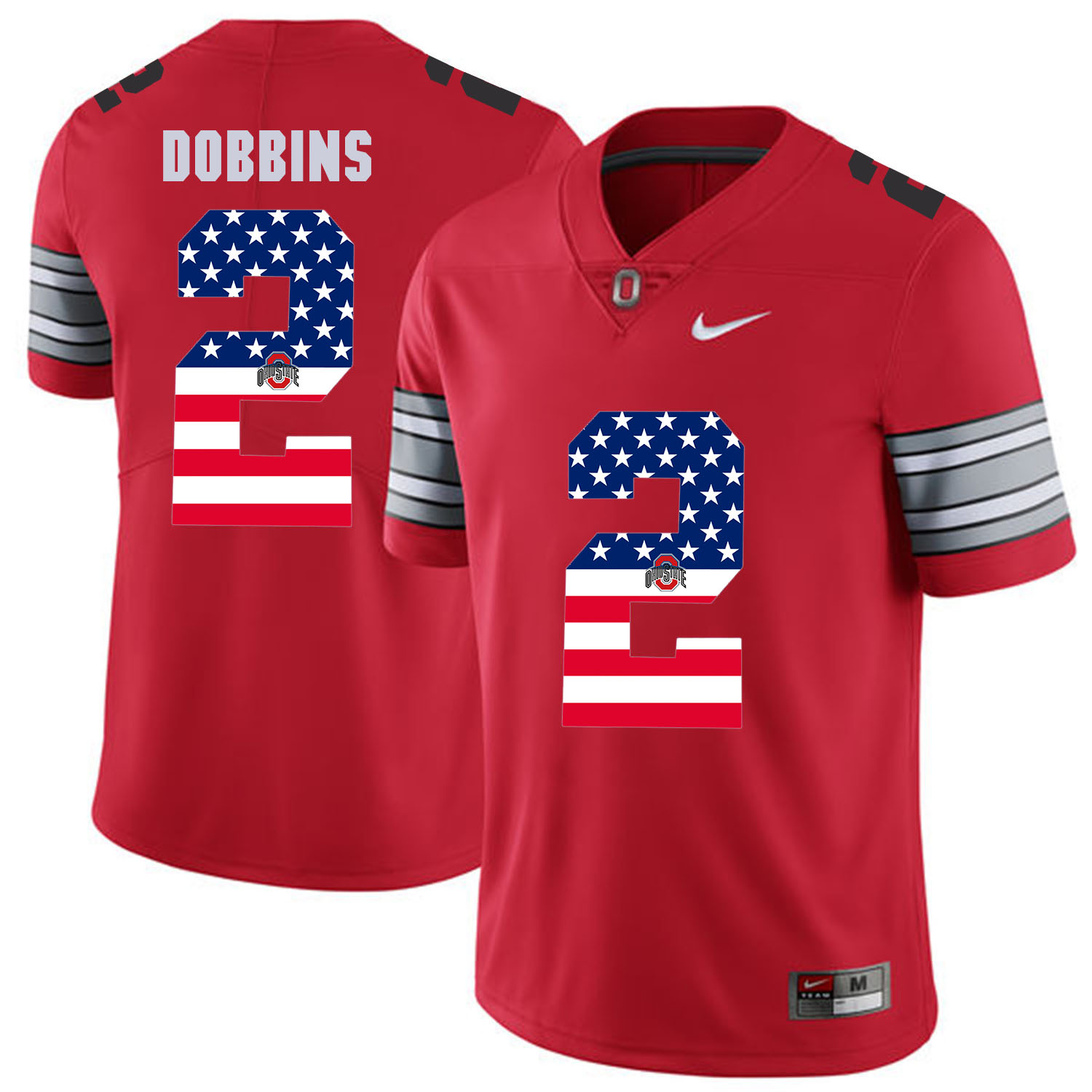 Men Ohio State #2 Dobbins Red Flag Customized NCAA Jerseys